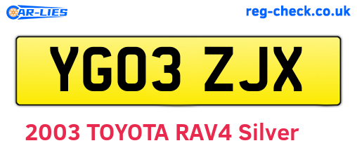YG03ZJX are the vehicle registration plates.