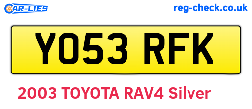 YO53RFK are the vehicle registration plates.
