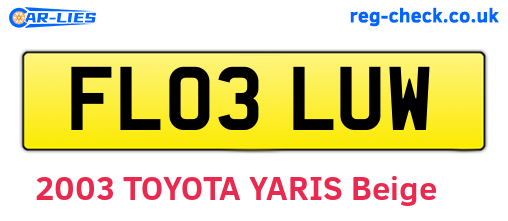 FL03LUW are the vehicle registration plates.