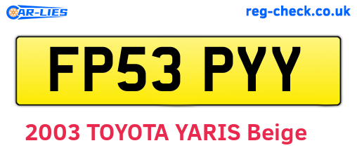 FP53PYY are the vehicle registration plates.