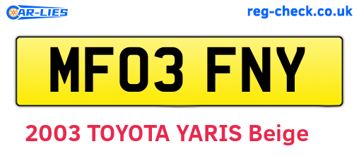MF03FNY are the vehicle registration plates.