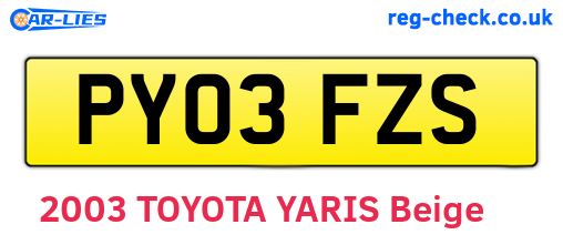PY03FZS are the vehicle registration plates.