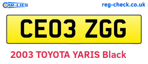 CE03ZGG are the vehicle registration plates.