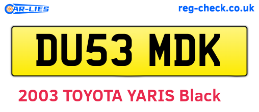 DU53MDK are the vehicle registration plates.
