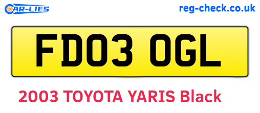 FD03OGL are the vehicle registration plates.