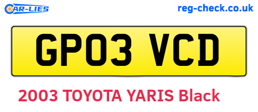 GP03VCD are the vehicle registration plates.