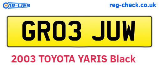 GR03JUW are the vehicle registration plates.