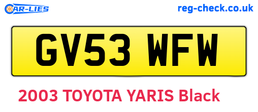 GV53WFW are the vehicle registration plates.