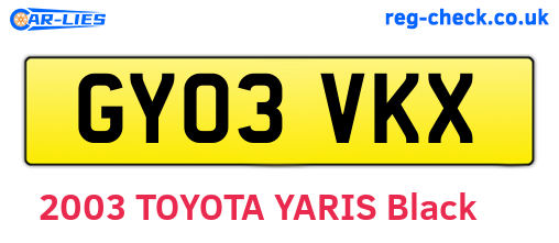 GY03VKX are the vehicle registration plates.