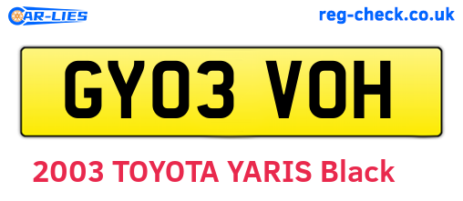 GY03VOH are the vehicle registration plates.