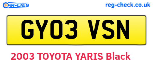 GY03VSN are the vehicle registration plates.