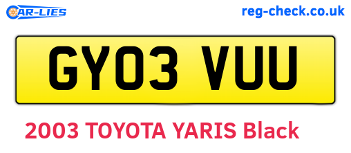 GY03VUU are the vehicle registration plates.