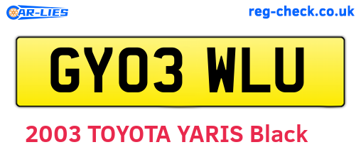 GY03WLU are the vehicle registration plates.