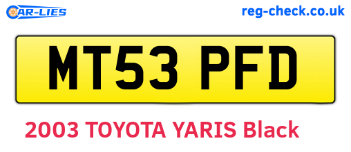 MT53PFD are the vehicle registration plates.