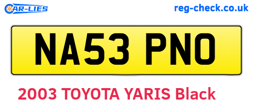 NA53PNO are the vehicle registration plates.