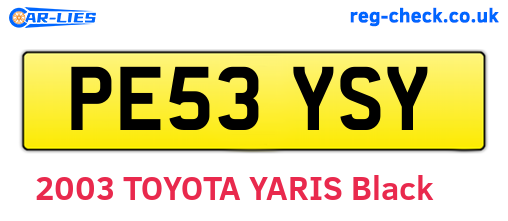 PE53YSY are the vehicle registration plates.