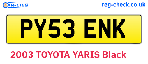 PY53ENK are the vehicle registration plates.