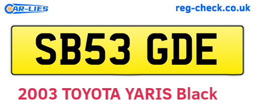 SB53GDE are the vehicle registration plates.