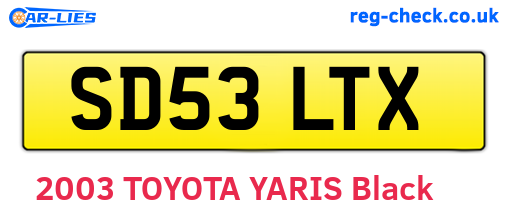 SD53LTX are the vehicle registration plates.