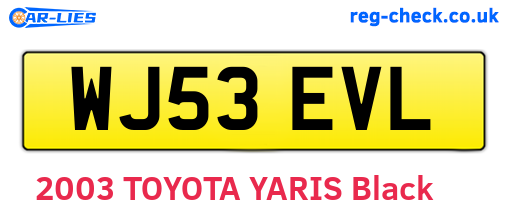 WJ53EVL are the vehicle registration plates.