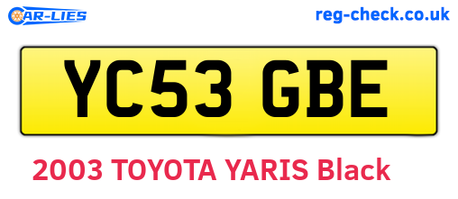 YC53GBE are the vehicle registration plates.