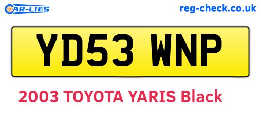 YD53WNP are the vehicle registration plates.