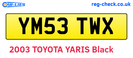 YM53TWX are the vehicle registration plates.