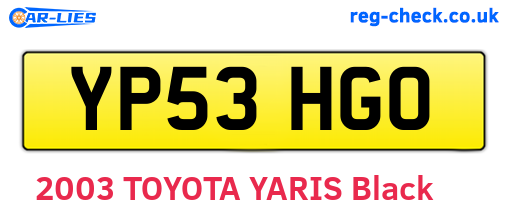 YP53HGO are the vehicle registration plates.