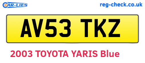 AV53TKZ are the vehicle registration plates.