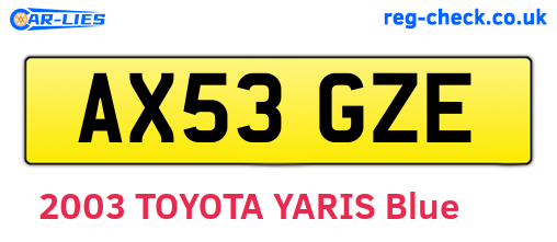 AX53GZE are the vehicle registration plates.