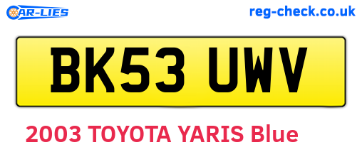 BK53UWV are the vehicle registration plates.