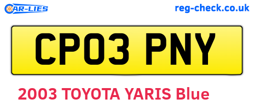CP03PNY are the vehicle registration plates.