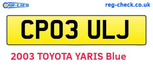 CP03ULJ are the vehicle registration plates.
