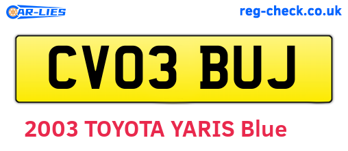 CV03BUJ are the vehicle registration plates.