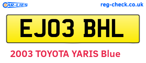 EJ03BHL are the vehicle registration plates.