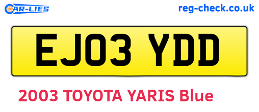 EJ03YDD are the vehicle registration plates.