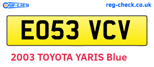 EO53VCV are the vehicle registration plates.