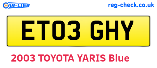 ET03GHY are the vehicle registration plates.