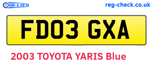 FD03GXA are the vehicle registration plates.