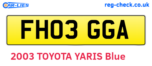 FH03GGA are the vehicle registration plates.