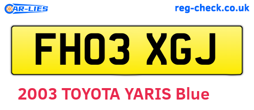 FH03XGJ are the vehicle registration plates.