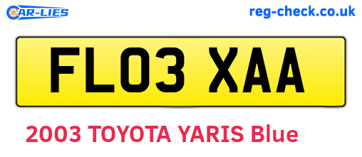 FL03XAA are the vehicle registration plates.