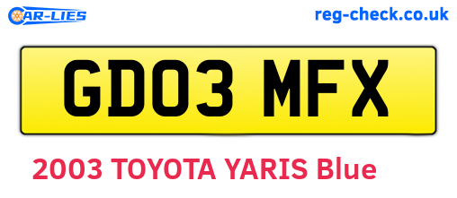 GD03MFX are the vehicle registration plates.