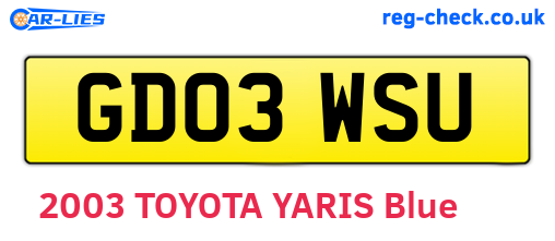 GD03WSU are the vehicle registration plates.
