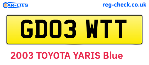 GD03WTT are the vehicle registration plates.