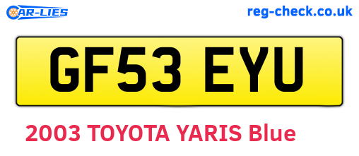 GF53EYU are the vehicle registration plates.