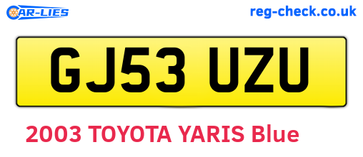 GJ53UZU are the vehicle registration plates.