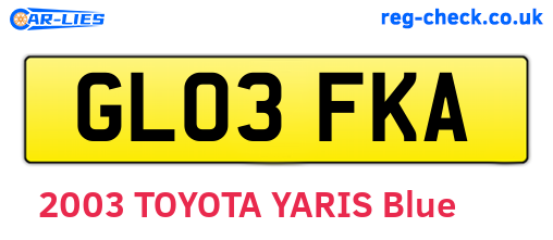 GL03FKA are the vehicle registration plates.