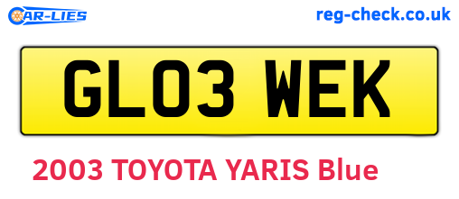 GL03WEK are the vehicle registration plates.