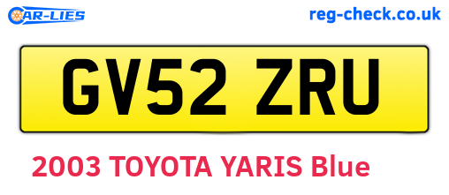 GV52ZRU are the vehicle registration plates.